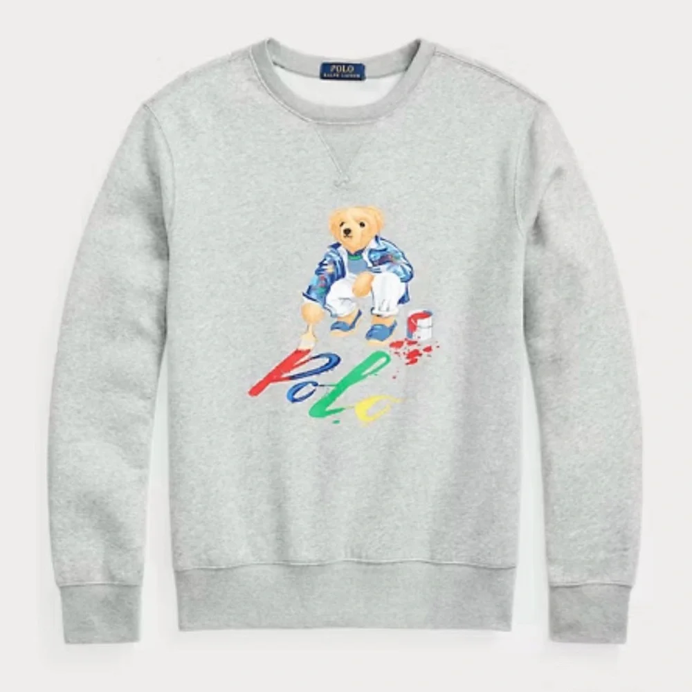 🎉Host Pick🎉2x Polo Ralph Lauren Grey Fleece Polo Bear Crewneck Sweatshirt - Picture 2 of 14